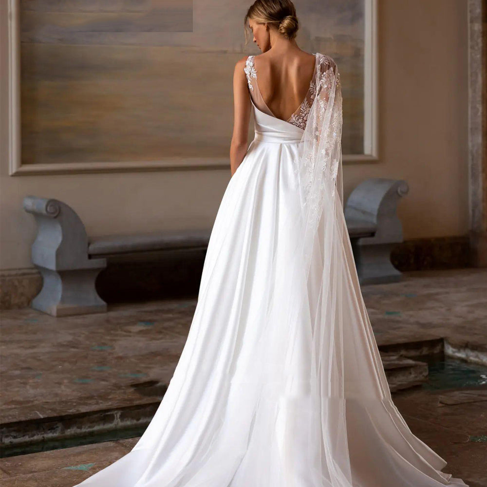 Sexy Bohemia Wedding Dresses Vintage Pockest A-Line Lace Allliques Bridal Gowns Princess Bride Dress