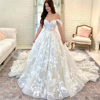 Boho Wedding Dresses For Women Luxury Off the Shoulder Sweetheart Lace Appliques Bridal Gown Ball Gown