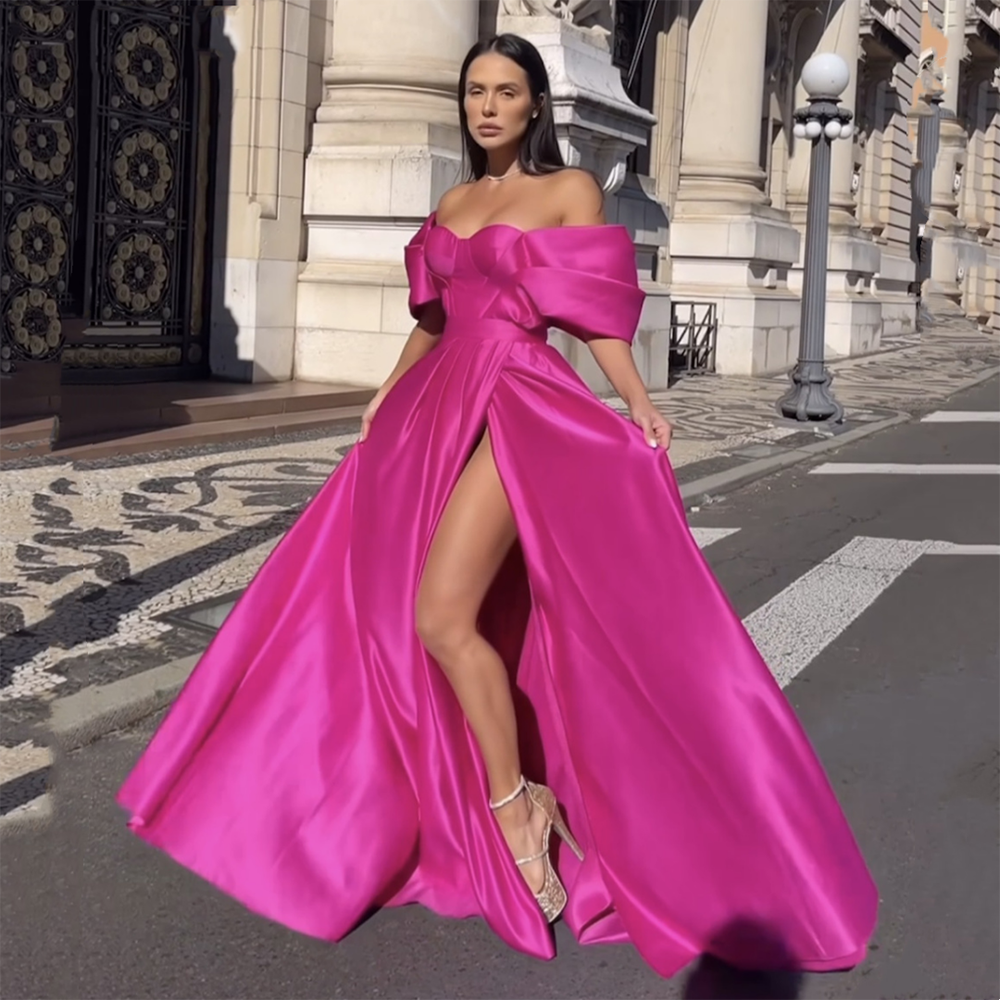 Robes de demoiselle d'honneur en satin à licou, longues robes de bal plissées avec fente, robes de soirée sirène