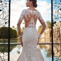 Boho Sheer O-neck Mermaid Wedding Dress Classic Lace Appliques Long Sleeves Elegant Bridal Gown