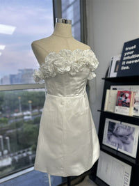 Romantic Floral Off Shoulder Mini Bridal Dress Short 3D Flowers Corset Wedding Dress Ms2504234