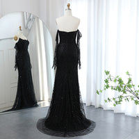 Vestidos de Noite de Sereia de Luxo com Luvas, Bordados e Lantejoulas, Vestido de Baile para Mulheres, Vestidos de Festa