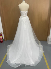 Vestidos de Noiva Elegantes em Renda para Mulheres, Linha A, Sem Mangas, Decote em V, Vestidos Nupciais de Luxo