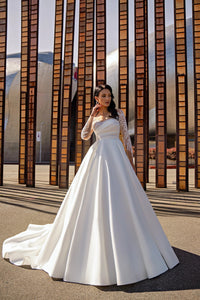 Vestidos de Noiva Linha A Aplicações de Cetim Renda Vestido de Noiva Ilusão Princesa Vestidos de Casamento