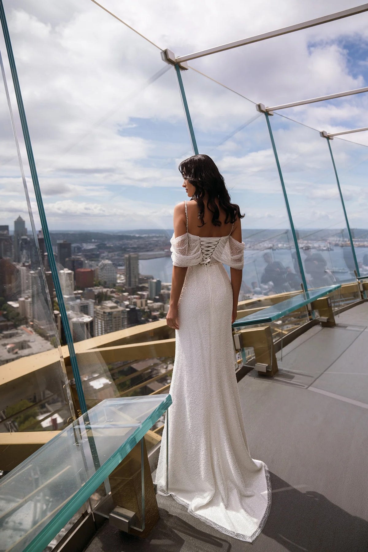 Glitter Wedding Dresses Women Beading Off The Shoulder Pleats Mermaid Bride Dress Bridal Gown
