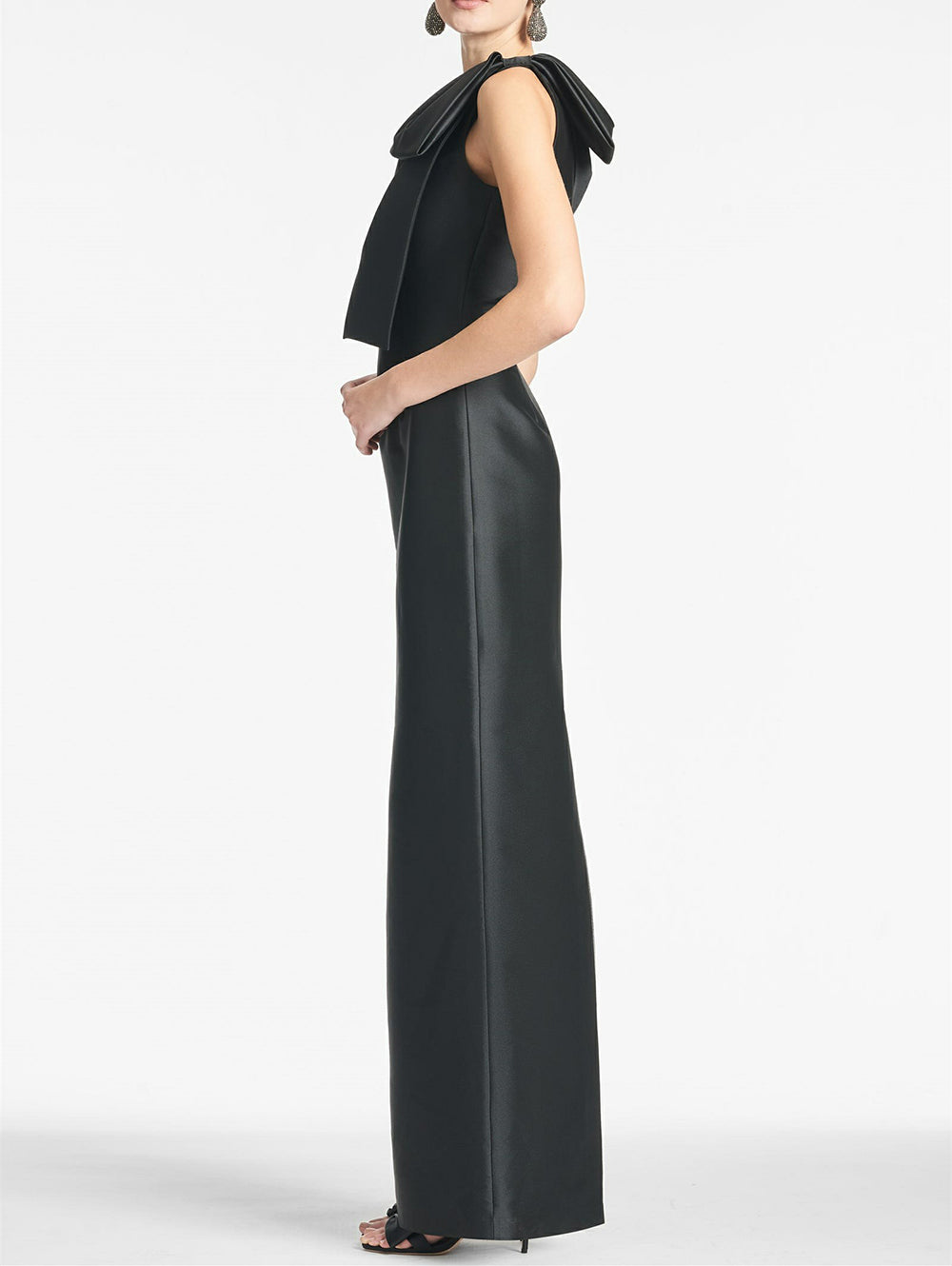Abiti da sera in raso con una spalla, elegante abito da ballo con spacco, abito da festa sirena senza schienale con fiocco