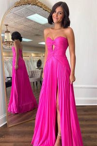 Pleated Cut-out A-line Prom Dress Sweetheart Sexy High Slit Elegant Evening Dress Ms2504012