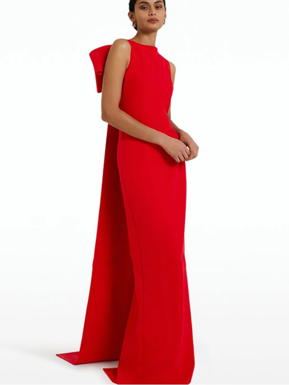 Abito da sera alla moda da donna con scollo a O, fiocco, scialle, lungo, elegante, abito da ballo, abiti da festa