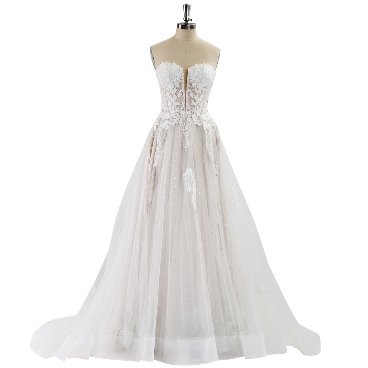 Vestidos de Noiva Elegantes em Renda para Mulheres, Linha A, Sem Mangas, Decote em V, Vestidos Nupciais de Luxo