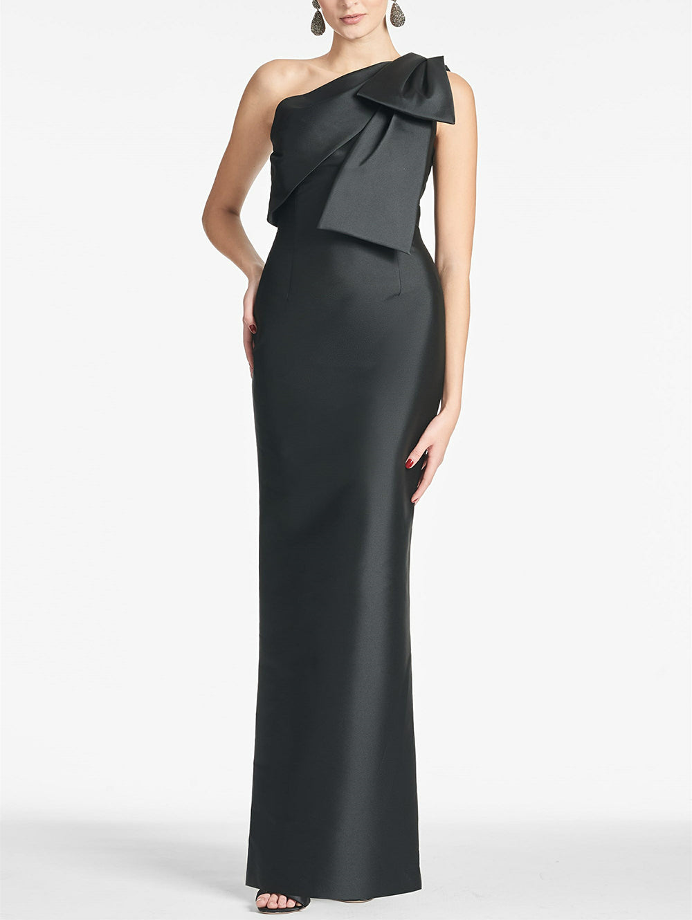 Abiti da sera in raso con una spalla, elegante abito da ballo con spacco, abito da festa sirena senza schienale con fiocco