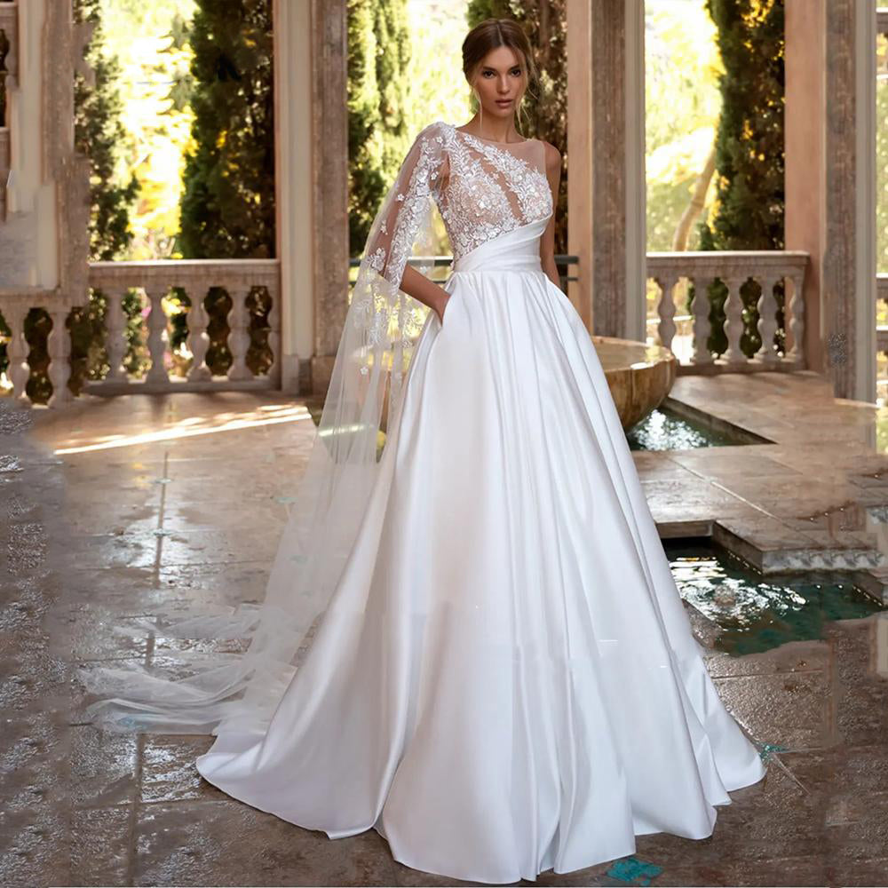 Sexy Bohemia Wedding Dresses Vintage Pockest A-Line Lace Allliques Bridal Gowns Princess Bride Dress