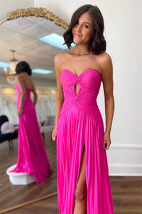 Pleated Cut-out A-line Prom Dress Sweetheart Sexy High Slit Elegant Evening Dress Ms2504012