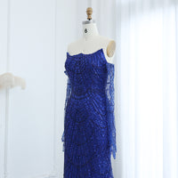 Vestidos de Noite de Sereia de Luxo com Luvas, Bordados e Lantejoulas, Vestido de Baile para Mulheres, Vestidos de Festa