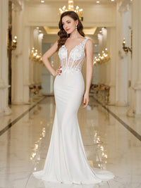 Corset Wedding Dress 2025 Mermaid Lace Applique Bridal Gown for Modern Bride Ms2503162