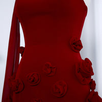 Elegante Abito da Sera con Fiori 3D Rosa 2025 Abito da Sposa Formale Lungo con Spacco Laterale Abito da Festa per Ragazza