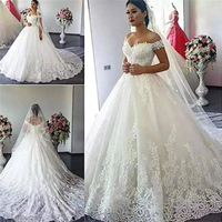 Vestido de Noiva Plus Size Ombros Descobertos 2025 Vestido de Noiva Linha A Aplicações de Renda em Tule Vestido Nupcial