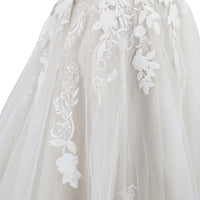 Vestidos de Noiva Elegantes em Renda para Mulheres, Linha A, Sem Mangas, Decote em V, Vestidos Nupciais de Luxo