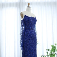 Vestidos de Noite de Sereia de Luxo com Luvas, Bordados e Lantejoulas, Vestido de Baile para Mulheres, Vestidos de Festa