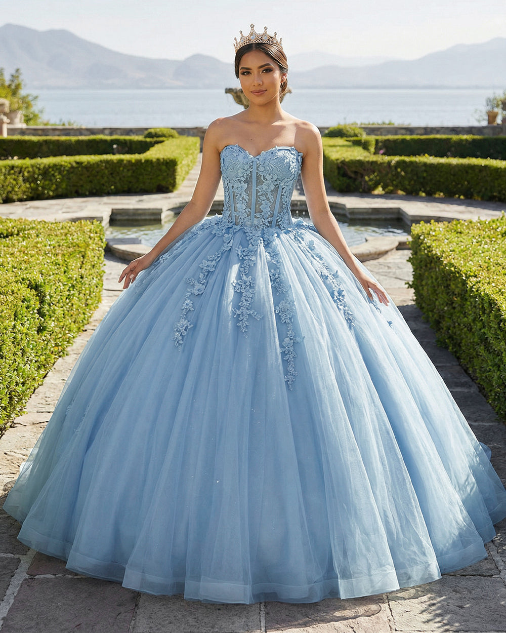 Strapless Quinceanera Dress Ball Gown Tulle Lace Appliques Corset Swee – Msikoods Official Store
