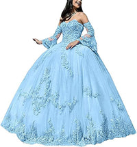Abiti da Quinceanera da donna con scollo a cuore, applicazioni in pizzo, abito da ballo con maniche lunghe staccabili, abito da principessa per feste