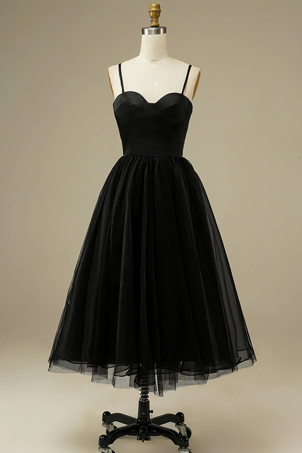 Vestidos de Baile de Comprimento Chá em Tule para Mulheres, Vestidos de Baile Ombro a Ombro, Vestidos de Princesa Jovens com Decote Coração, Bordados e Bufantes