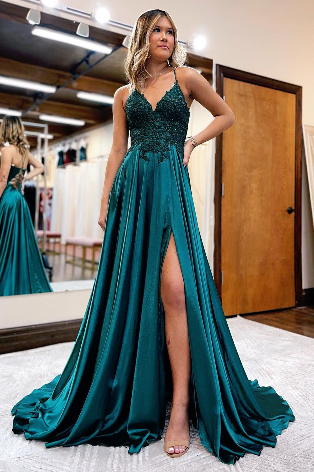 Vestido de baile evasê com pregas e recortes, decote coração, sexy, com fenda alta, vestido de noite elegante Ms2504012