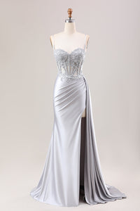 Robe de soirée à paillettes noires, robe de soirée de luxe en dentelle brodée, fentes latérales, robe de soirée de remise de diplôme pour femmes