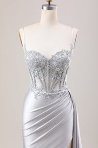 Robe de soirée à paillettes noires, robe de soirée de luxe en dentelle brodée, fentes latérales, robe de soirée de remise de diplôme pour femmes