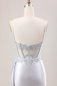 Robe de soirée à paillettes noires, robe de soirée de luxe en dentelle brodée, fentes latérales, robe de soirée de remise de diplôme pour femmes