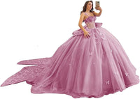 Robes de Quinceanera à bretelles spaghetti avec dentelle papillon et perles Robes de bal en tulle scintillant Robes Sweet 16