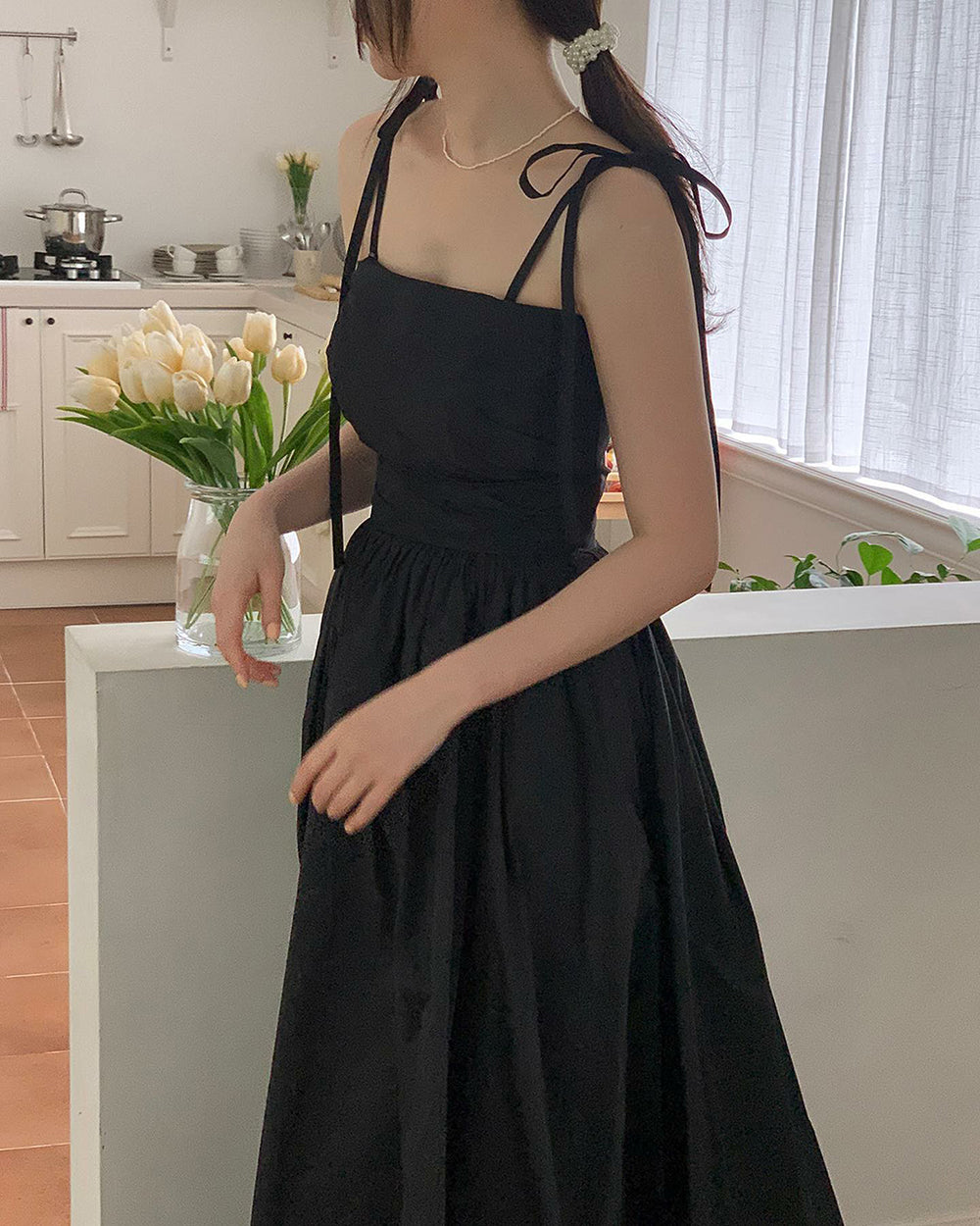 Abiti da sera coreani in taffetà nero a linea A, maniche corte, abiti da festa per il ballo, abito da sposa con allacciatura in pizzo