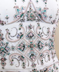 Vestido de Noite Luxuoso com Contas, Fenda, Manga, Vestido de Baile Sereia para Mulheres, Vestido de Festa MS20250307
