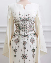 Vestido de Noite Luxuoso com Contas, Fenda, Manga, Vestido de Baile Sereia para Mulheres, Vestido de Festa MS20250307