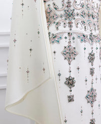 Vestido de Noite Luxuoso com Contas, Fenda, Manga, Vestido de Baile Sereia para Mulheres, Vestido de Festa MS20250307