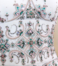 Vestido de Noite Luxuoso com Contas, Fenda, Manga, Vestido de Baile Sereia para Mulheres, Vestido de Festa MS20250307