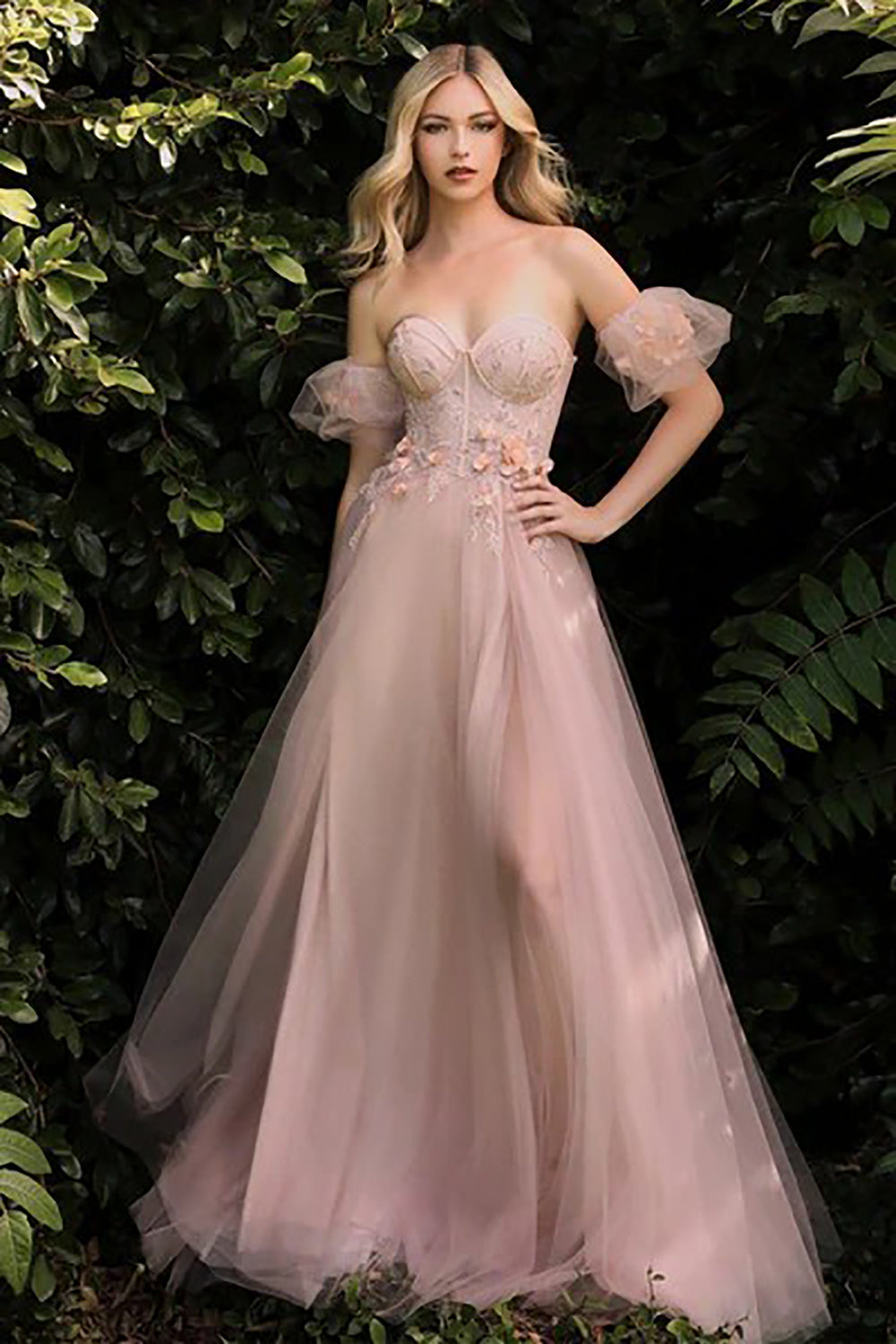 Vestido de Baile Elegante em Tule com Brilhos, Decote Coração, Mangas Bufantes, Fenda Lateral, Vestido Sexy para Festa, Vestido Longo de Noite