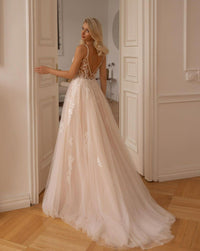 Boho A Line Lace Wedding Dresses For Bride Women 2025 Sleeveless Sequins Lace Appliques Bridal Gown