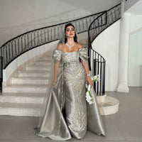 Abito da sera di lusso con perline, manica con spacco, abito da ballo sirena, abito da festa da donna MS20250307
