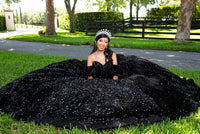Abiti Quinceanera con Spalline Sottili, Gonne a Palloncino con Pizzo a Farfalla e Perline, Tulle Scintillante, Abiti Sweet 16