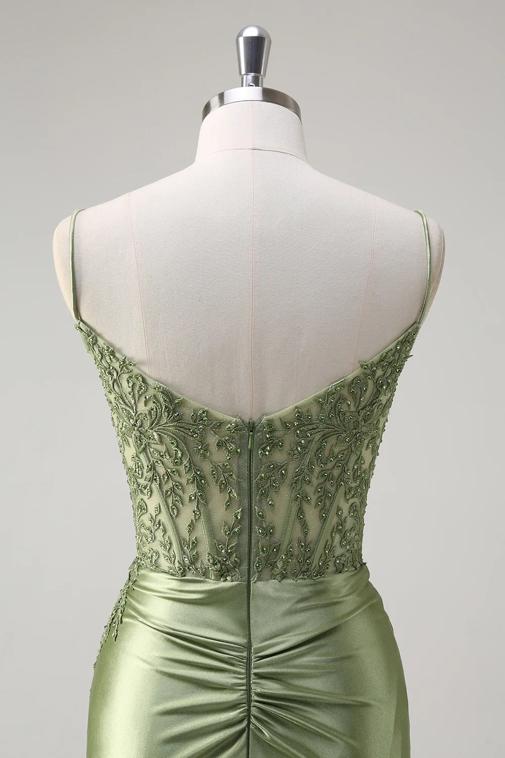 Abito da sera elegante a linea A con pieghe, scollo a cuore, spacco alto sexy Ms2504012