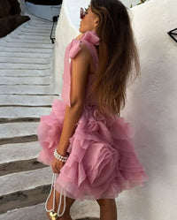 Abiti da sera in tulle lunghezza tè per donne, abiti da ballo con spalle scoperte, per adolescenti, scollo a cuore, decorati con perline, abito principessa gonfio