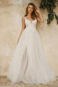 Abiti da sposa con scollo a V per donne taglie forti, applicazioni in pizzo e tulle, abito da sposa 2025