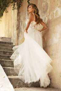 Abiti da sposa con scollo a V per donne taglie forti, applicazioni in pizzo e tulle, abito da sposa 2025