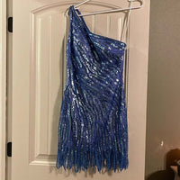 Abito formale a maniche lunghe, midi asimmetrico drappeggiato, abito da sera da cocktail da ufficio Ms2505085