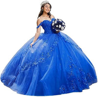 Abiti da Quinceanera in tulle di lusso con spalline sottili, abito da ballo lungo con applicazioni di pizzo gonfio, abito da sera per donna