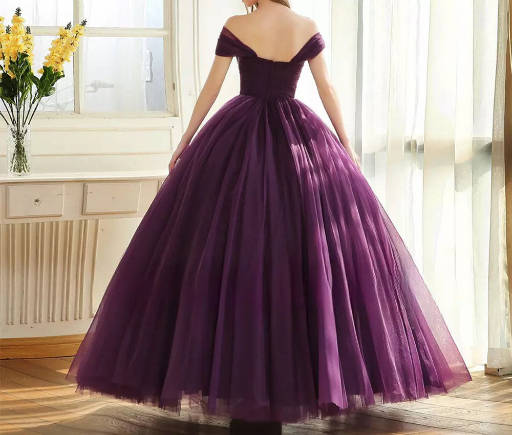 Vestido Longo de Festa Luxuoso 2025 em Tule Ombro a Ombro para Ocasiões Formais