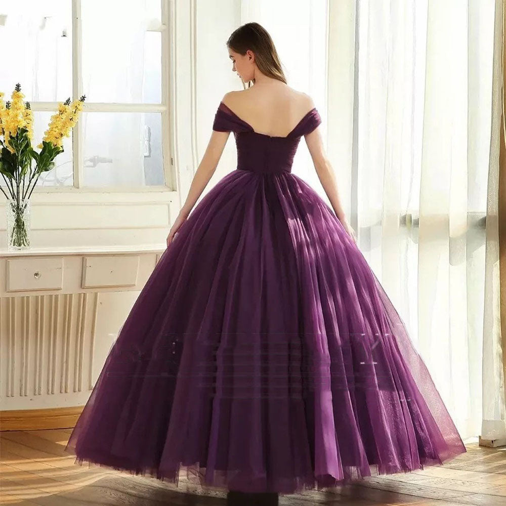 Vestido Longo de Festa Luxuoso 2025 em Tule Ombro a Ombro para Ocasiões Formais