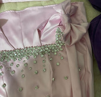 Vestido Mini com Alça de Laço Rosa Vestido de Festa com Contas de Cristal Vestido Curto de Baile com Strass 2025 Ms2504192