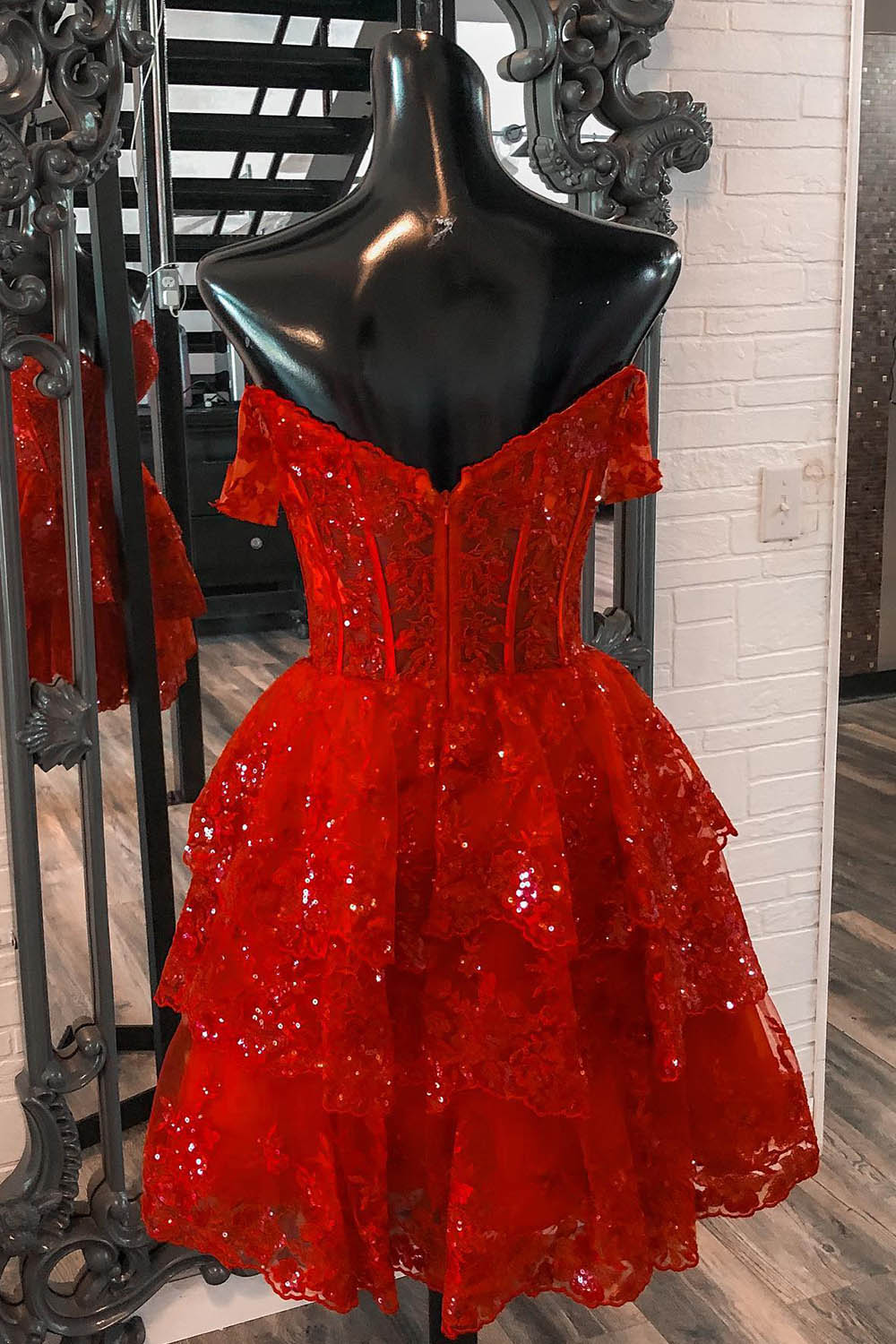 Sequin Lace Sequins Short Prom Dress Open Back Graduation Party Gown Ms2508092