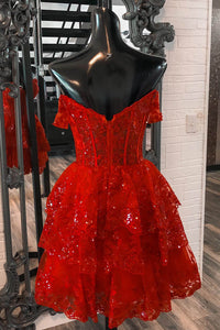 Sequin Lace Sequins Short Prom Dress Open Back Graduation Party Gown Ms2508092